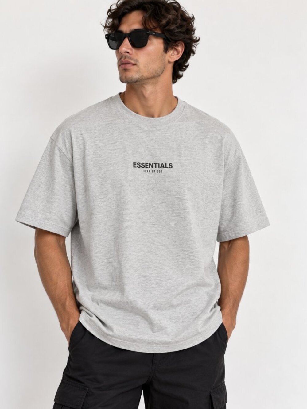 Fear of God Essentials T-Shirt Men’s M Light Heather Gray Logo Tee